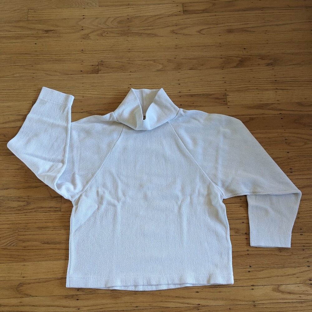 MADEWELL Ivory Herringbone Brushed Knit Mockneck Pullover - Size Small